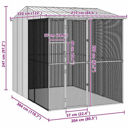 vidaXL Bird Cage Anthracite 215 x 310 x 247 cm Galvanised Steel