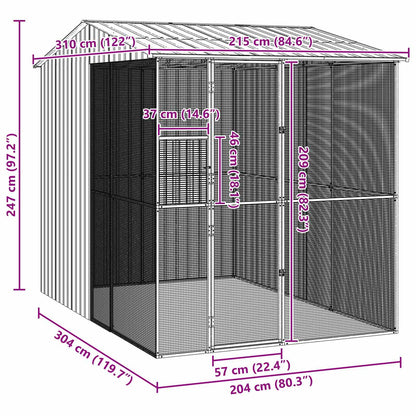 vidaXL Bird Cage Anthracite 215 x 310 x 247 cm Galvanised Steel