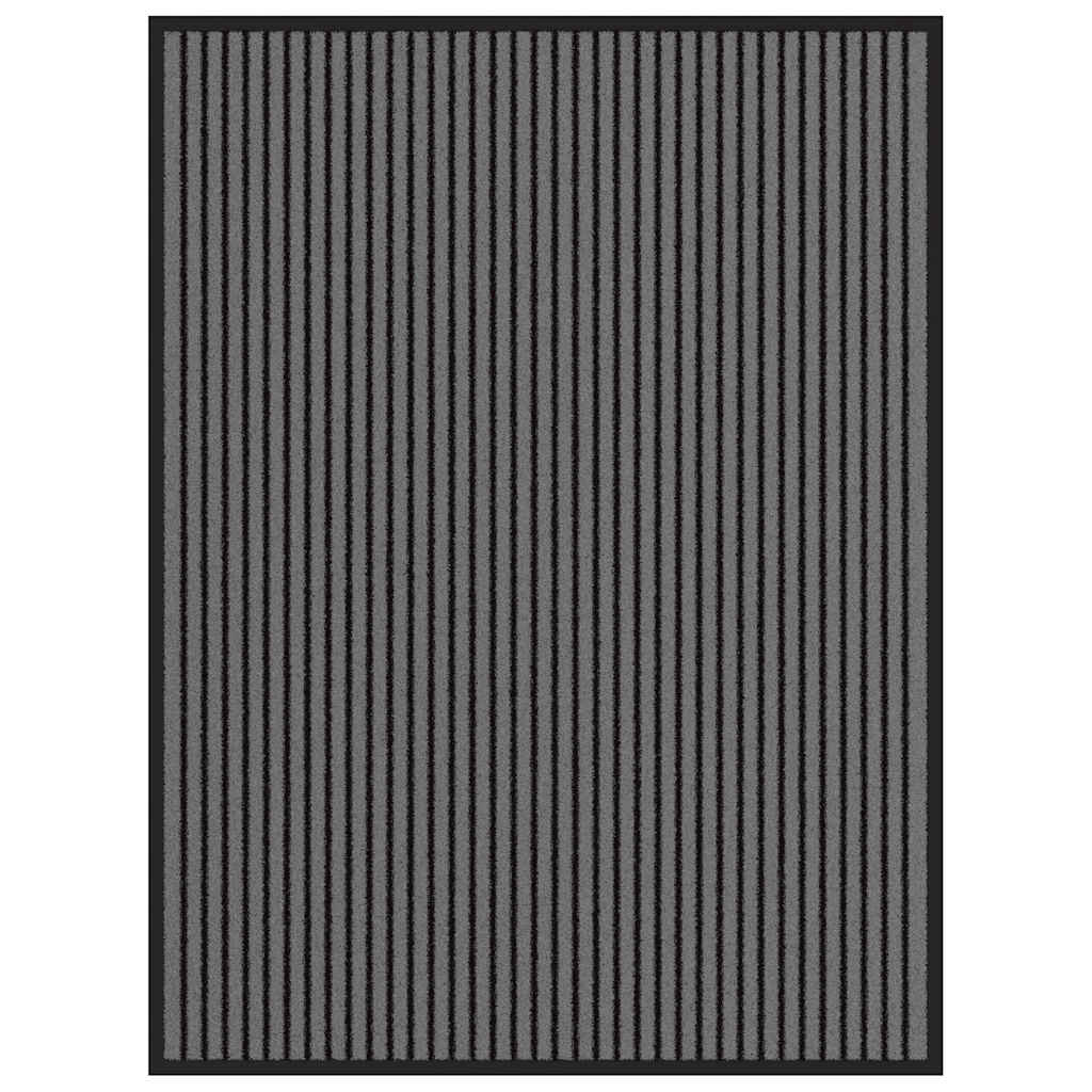 vidaXL Doormat Stripe Black and Grey 90x120 cm