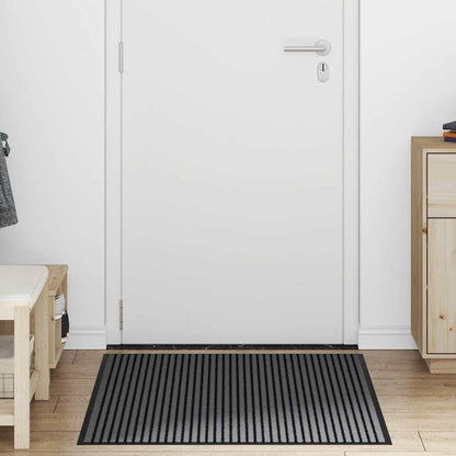 vidaXL Doormat Stripe Black and Grey 90x120 cm