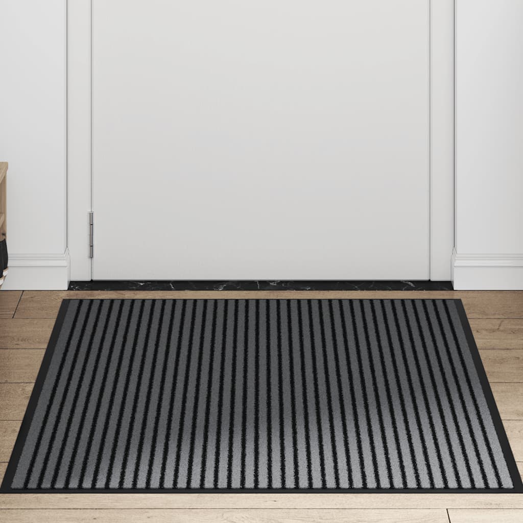 vidaXL Doormat Stripe Black and Grey 90x150 cm