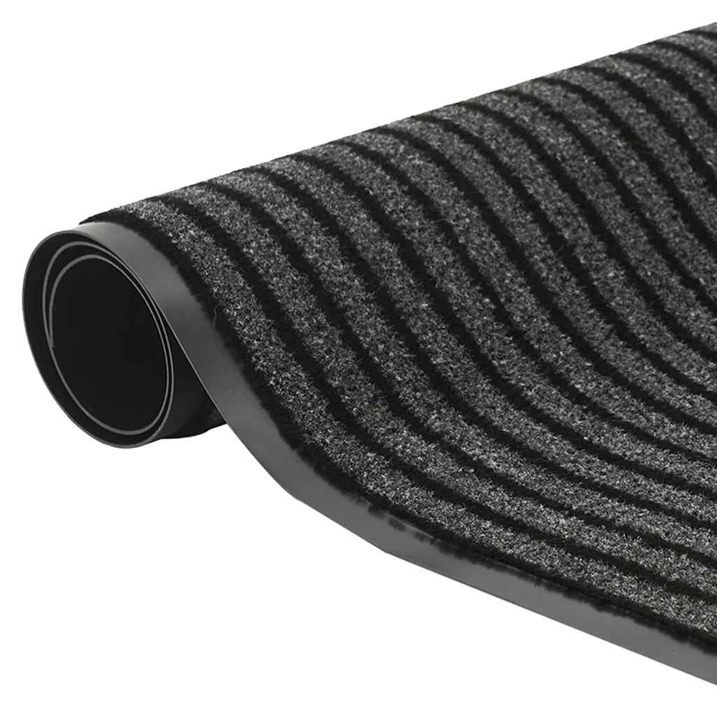 vidaXL Doormat Stripe Black and Grey 115x200 cm