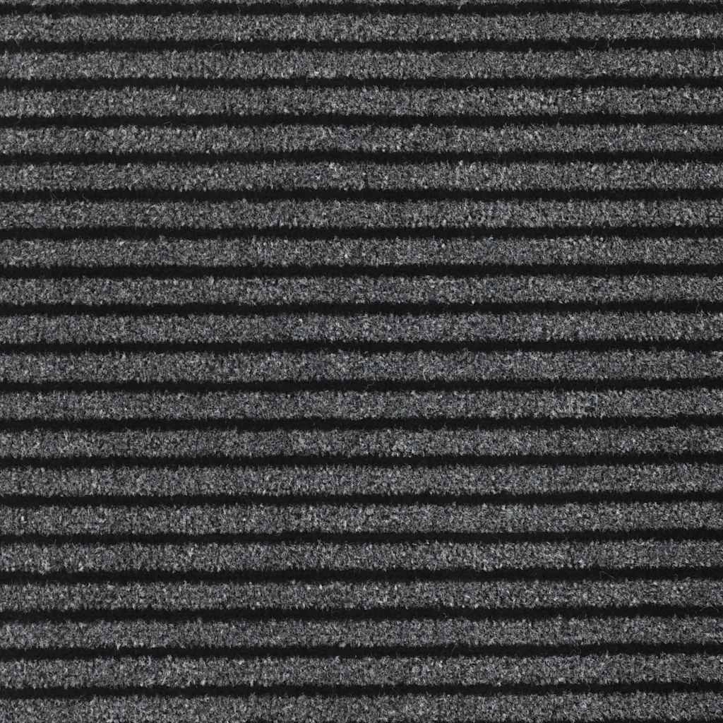 vidaXL Doormat Stripe Black and Grey 115x200 cm