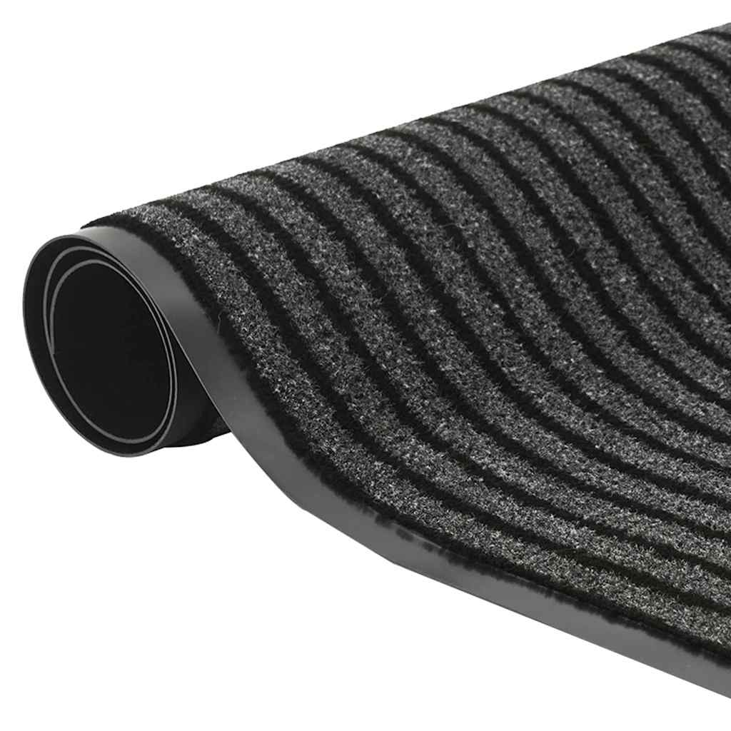 vidaXL Doormat Stripe Black and Grey 115x300 cm