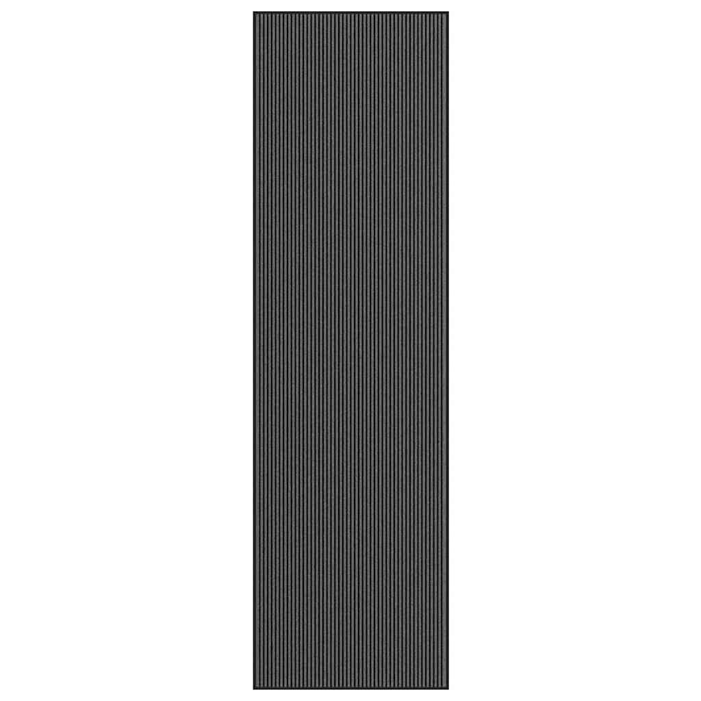 vidaXL Doormat Stripe Black and Grey 115x400 cm