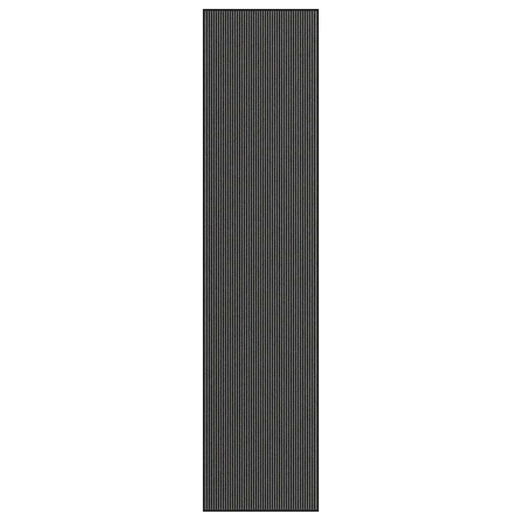 vidaXL Doormat Stripe Black and Grey 115x500 cm