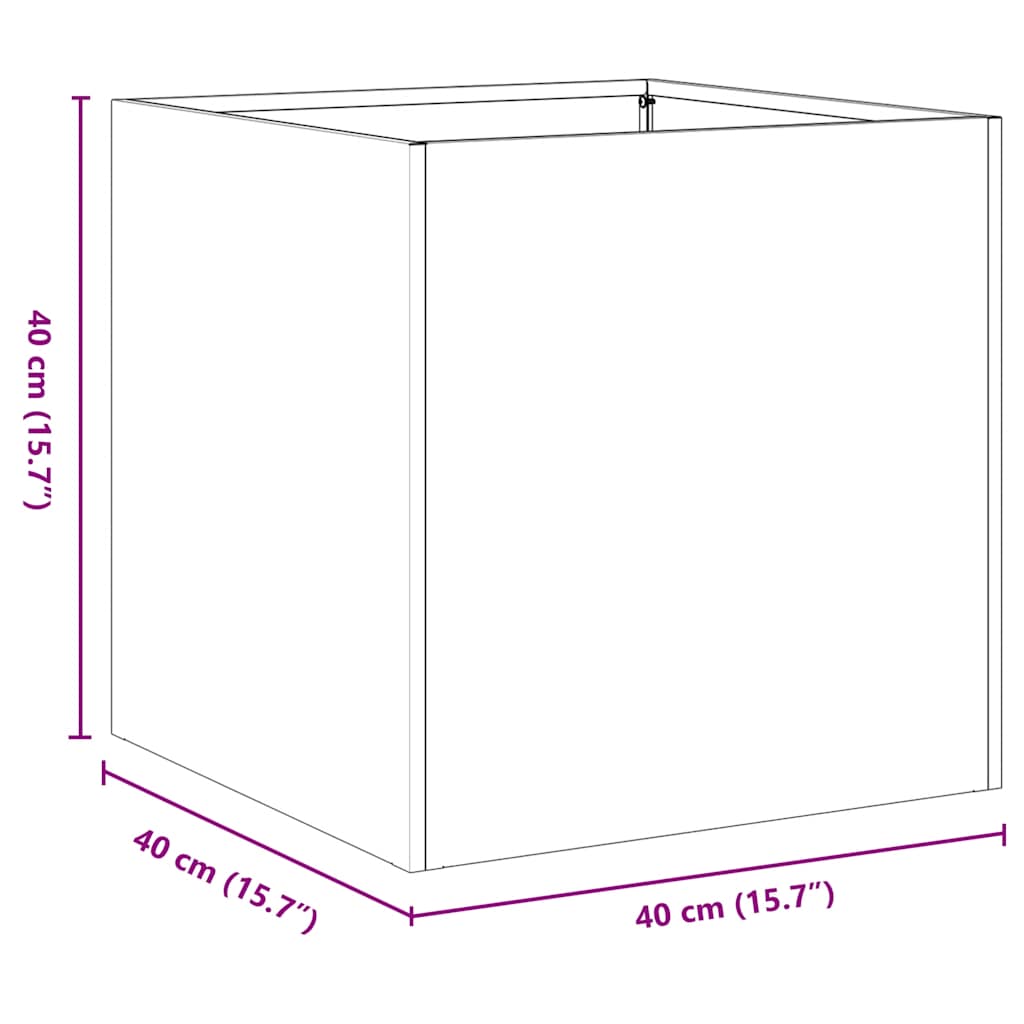 vidaXL Planter White 40x40x40 cm Cold-rolled Steel