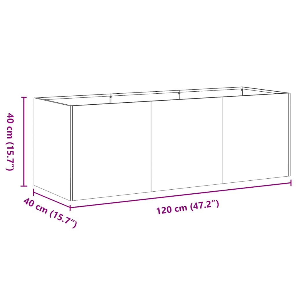 vidaXL Planter Olive Green 120x40x40 cm Cold-rolled Steel