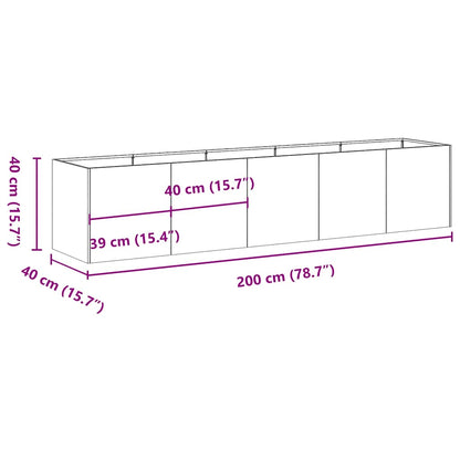 vidaXL Planter Olive Green 200x40x40 cm Cold-rolled Steel