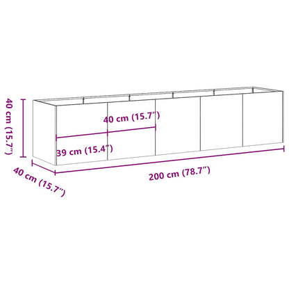 vidaXL Planter Rusty 200x40x40 cm Weathering Steel