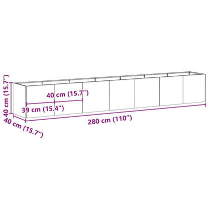 vidaXL Planter Black 280x40x40 cm Cold-rolled Steel