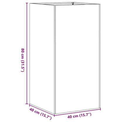vidaXL Planter Olive Green 40x40x80 cm Cold-rolled Steel