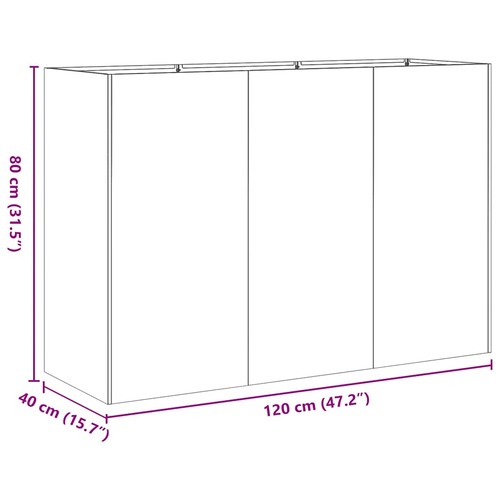 vidaXL Planter White 120x40x80 cm Cold-rolled Steel