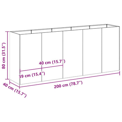 vidaXL Planter Black 200x40x80 cm Cold-rolled Steel