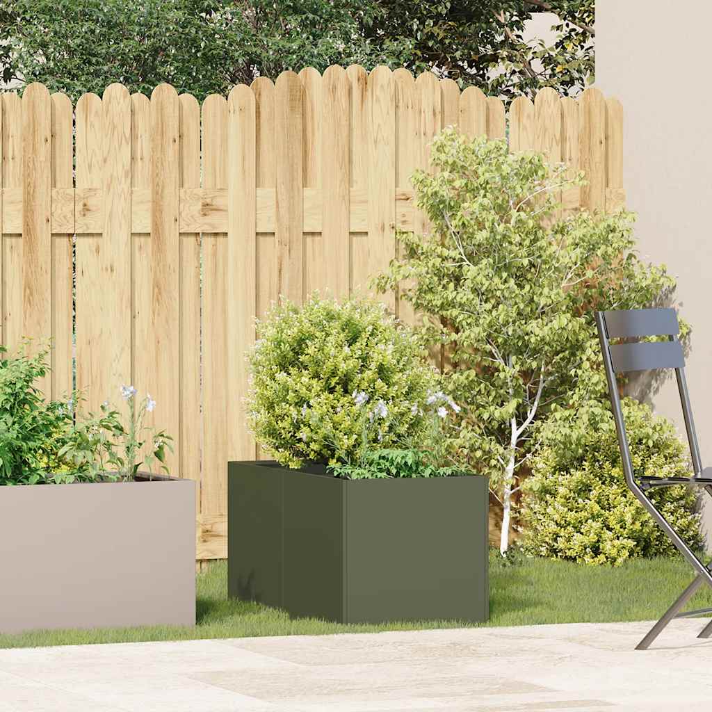 vidaXL Planter Olive Green 40x80x40 cm Cold-rolled Steel