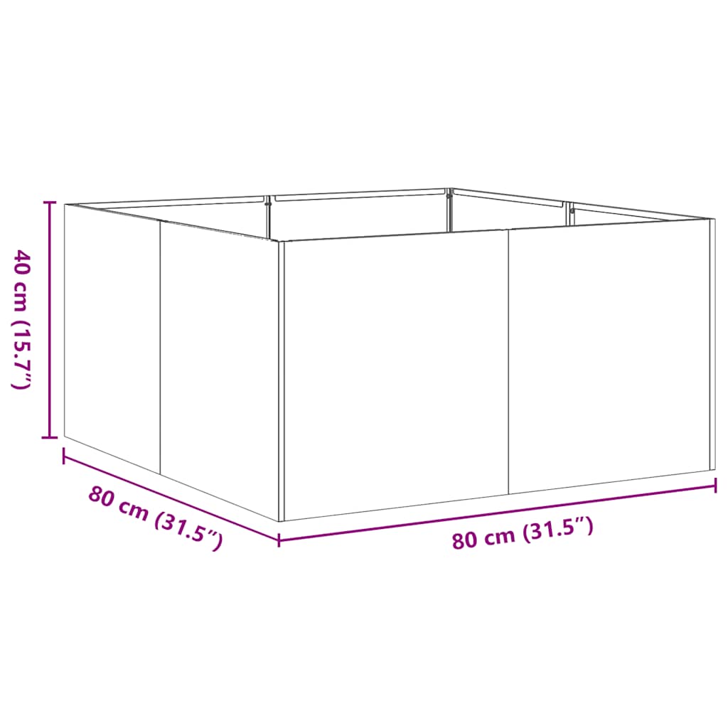 vidaXL Planter 80x80x40 cm Stainless Steel