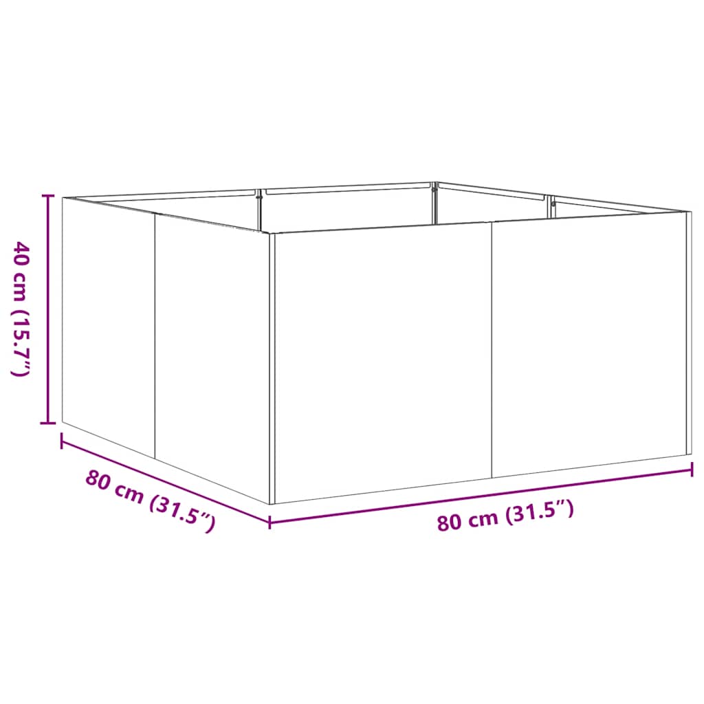 vidaXL Planter Rusty 80x80x40 cm Weathering Steel