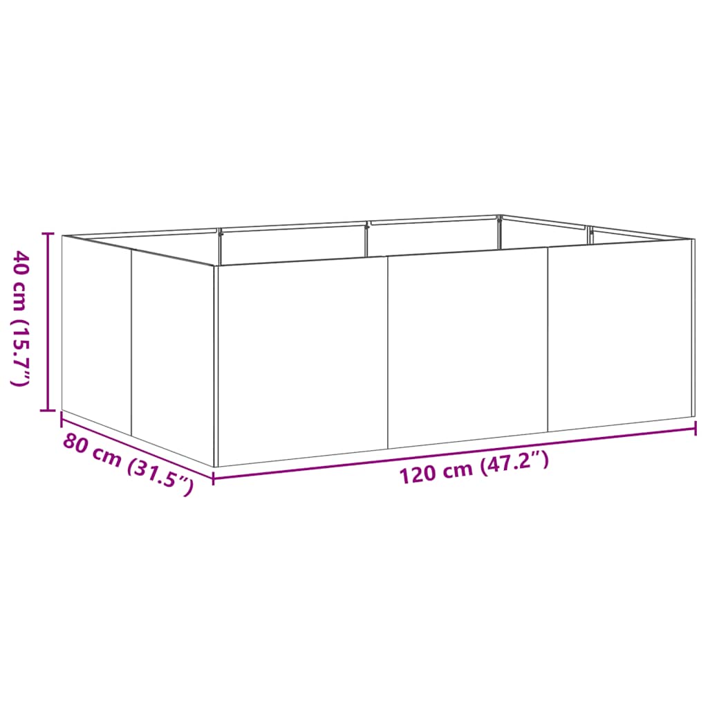vidaXL Planter Black 120x80x40 cm Steel