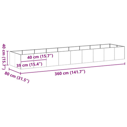 vidaXL Planter White 360x80x40 cm Steel