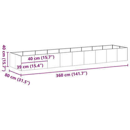 vidaXL Planter Anthracite 360x80x40 cm Steel