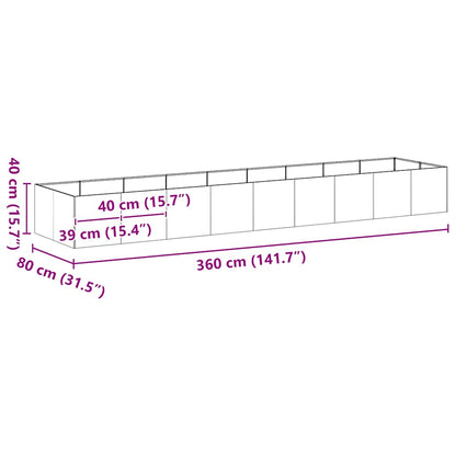 vidaXL Planter 360x80x40 cm Galvanised Steel