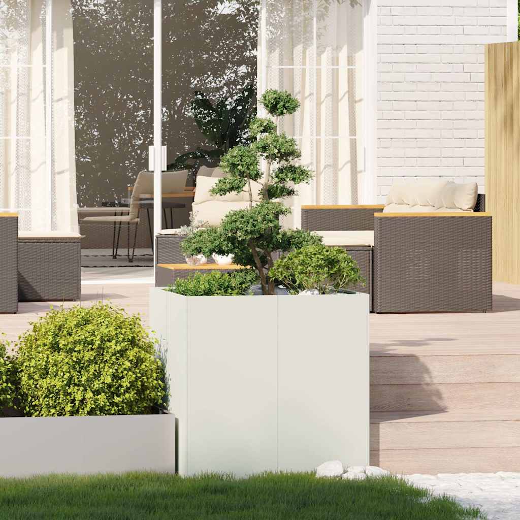 vidaXL Planter White 80x80x80 cm Steel