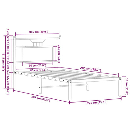 vidaXL Bed Frame without Mattress Smoked Oak 80x200 cm Engineered Wood
