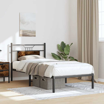 vidaXL Bed Frame without Mattress Smoked Oak 90x190 cm Single Engineered Wood