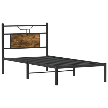 vidaXL Bed Frame without Mattress Smoked Oak 90x190 cm Single Engineered Wood