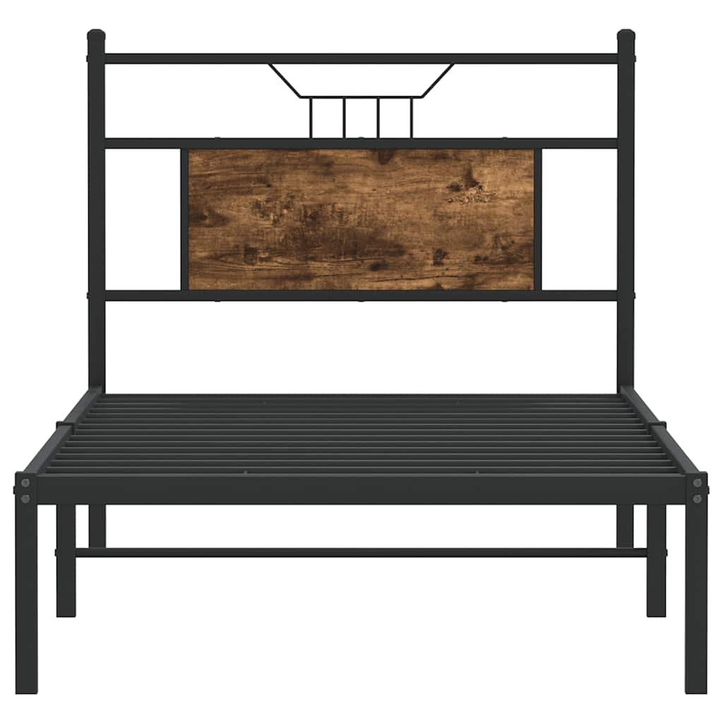 vidaXL Bed Frame without Mattress Smoked Oak 90x190 cm Single Engineered Wood