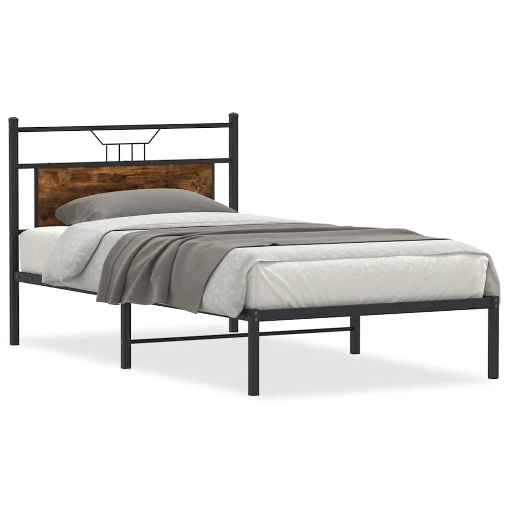 vidaXL Bed Frame without Mattress Smoked Oak 100x190 cm Engineered Wood