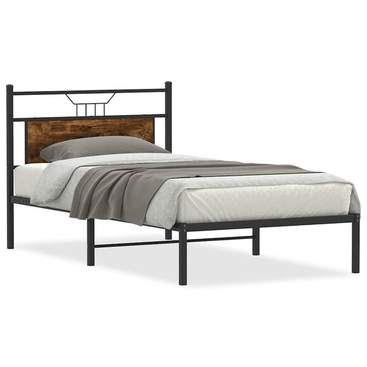 vidaXL Bed Frame without Mattress Smoked Oak 100x190 cm Engineered Wood