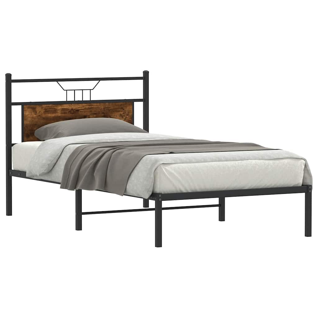 vidaXL Bed Frame without Mattress Smoked Oak 100x190 cm Engineered Wood