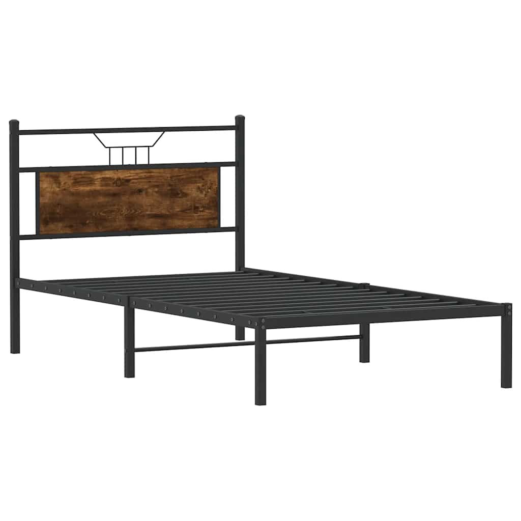 vidaXL Bed Frame without Mattress Smoked Oak 100x190 cm Engineered Wood