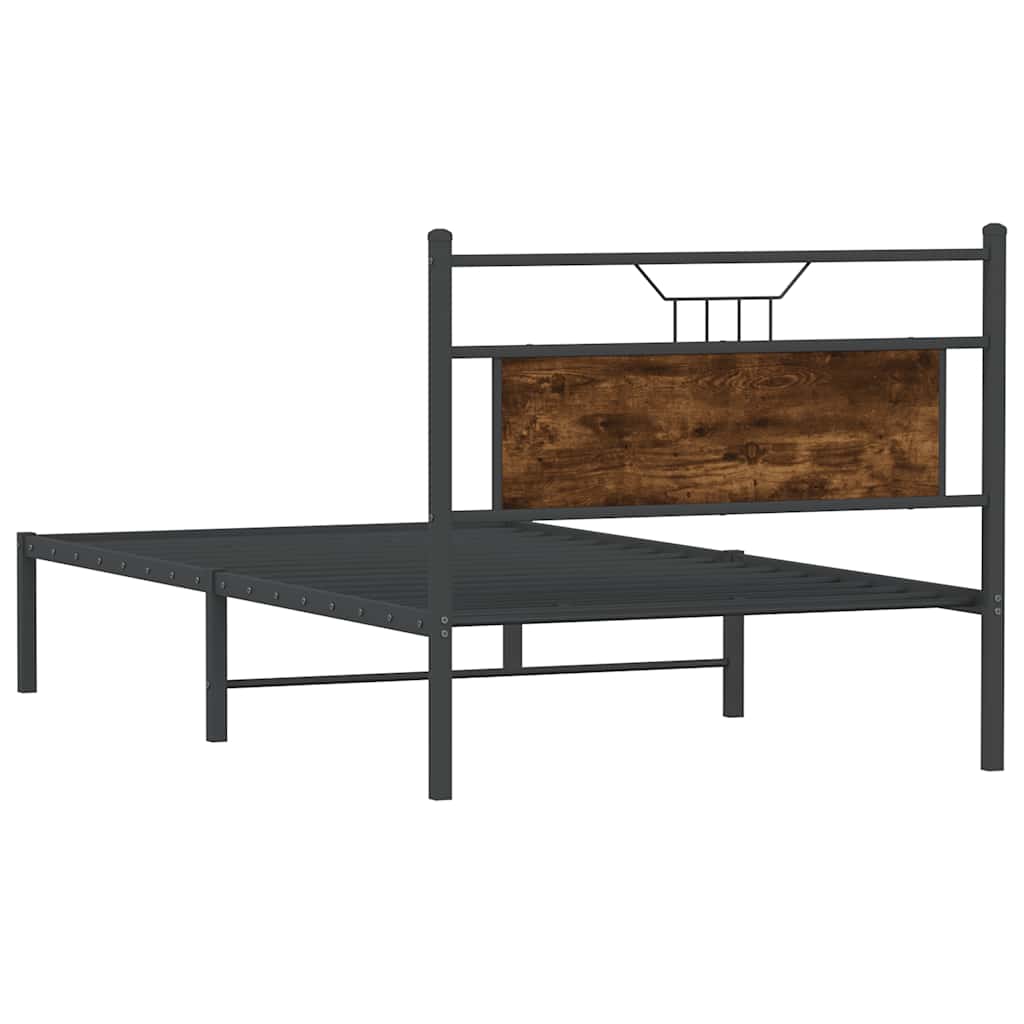 vidaXL Bed Frame without Mattress Smoked Oak 100x190 cm Engineered Wood