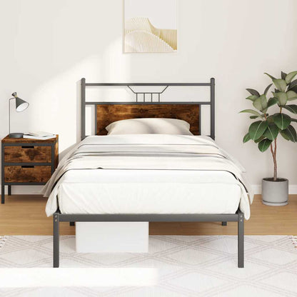 vidaXL Bed Frame without Mattress Smoked Oak 100x190 cm Engineered Wood