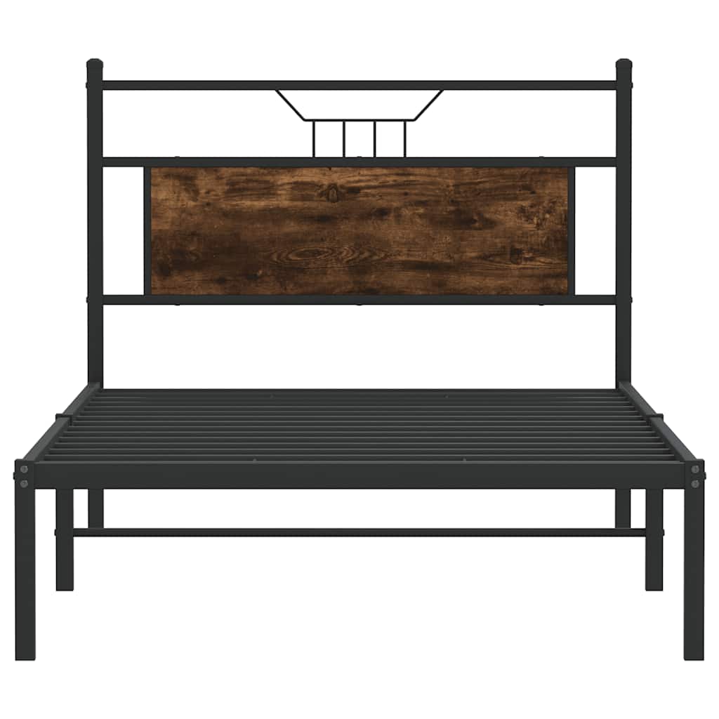 vidaXL Bed Frame without Mattress Smoked Oak 100x200 cm Engineered Wood
