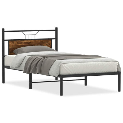 vidaXL Bed Frame without Mattress Smoked Oak 107x203 cm Engineered Wood