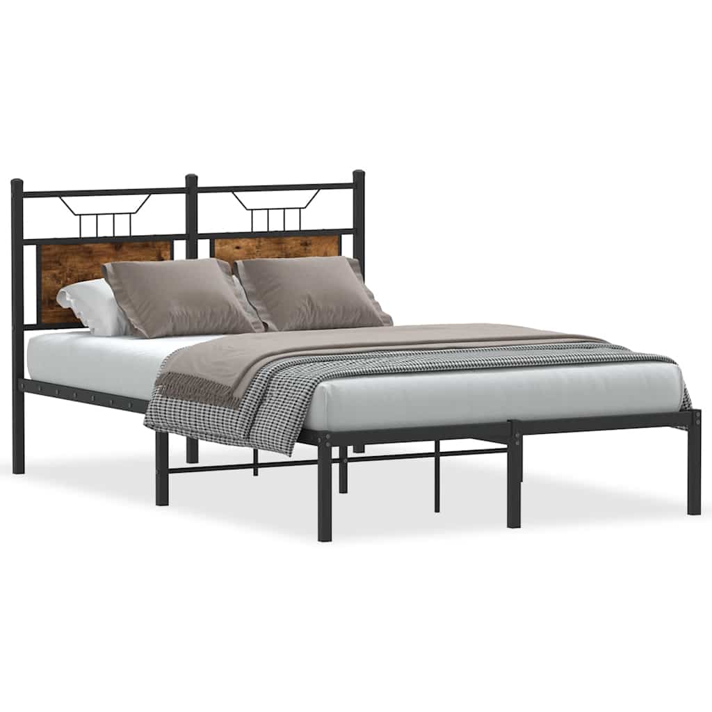 vidaXL Bed Frame without Mattress Smoked Oak 120x190 cm Small Double Engineered Wood
