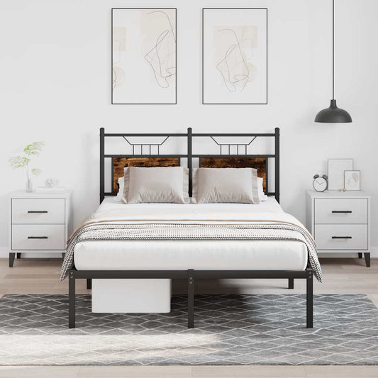 vidaXL Bed Frame without Mattress Smoked Oak 120x190 cm Small Double Engineered Wood