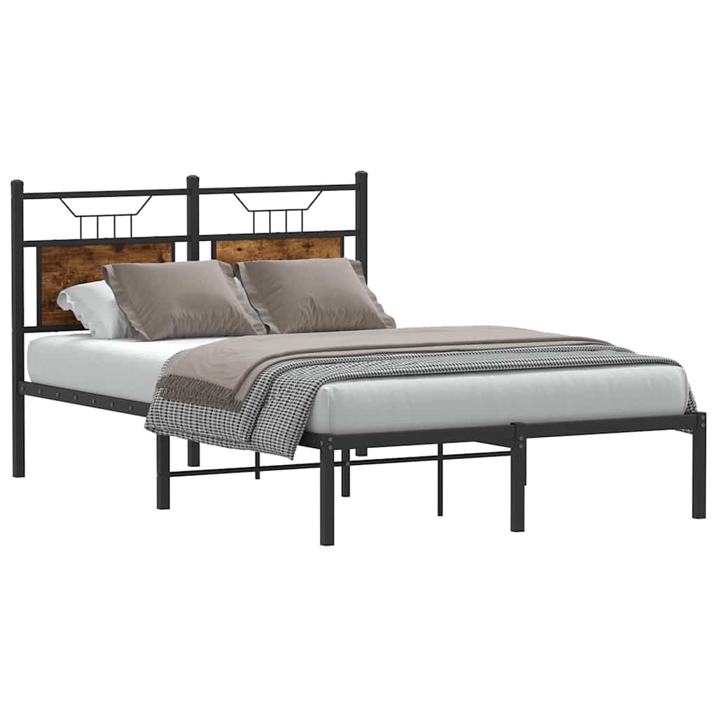 vidaXL Bed Frame without Mattress Smoked Oak 120x200 cm Engineered Wood