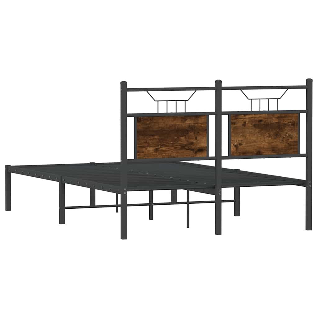 vidaXL Bed Frame without Mattress Smoked Oak 120x200 cm Engineered Wood