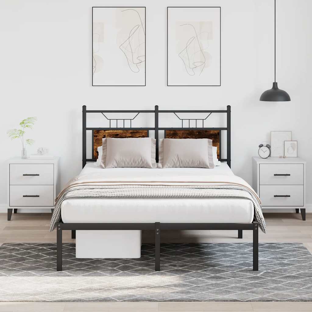vidaXL Bed Frame without Mattress Smoked Oak 120x200 cm Engineered Wood