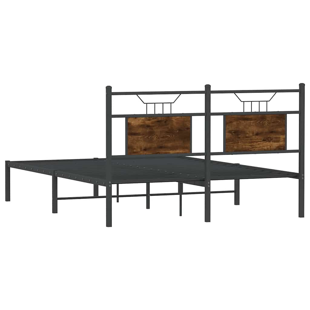 vidaXL Bed Frame without Mattress Smoked Oak 137x190 cm Engineered Wood