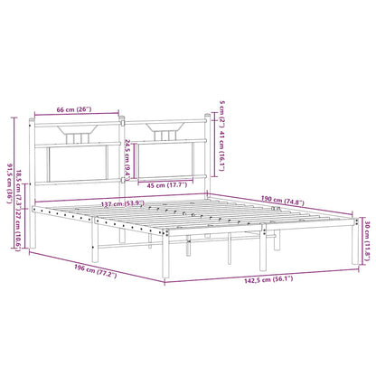 vidaXL Bed Frame without Mattress Smoked Oak 137x190 cm Engineered Wood