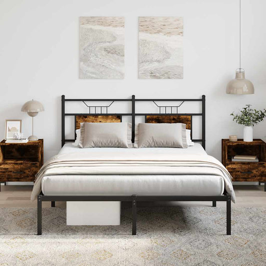 vidaXL Bed Frame without Mattress Smoked Oak 137x190 cm Engineered Wood