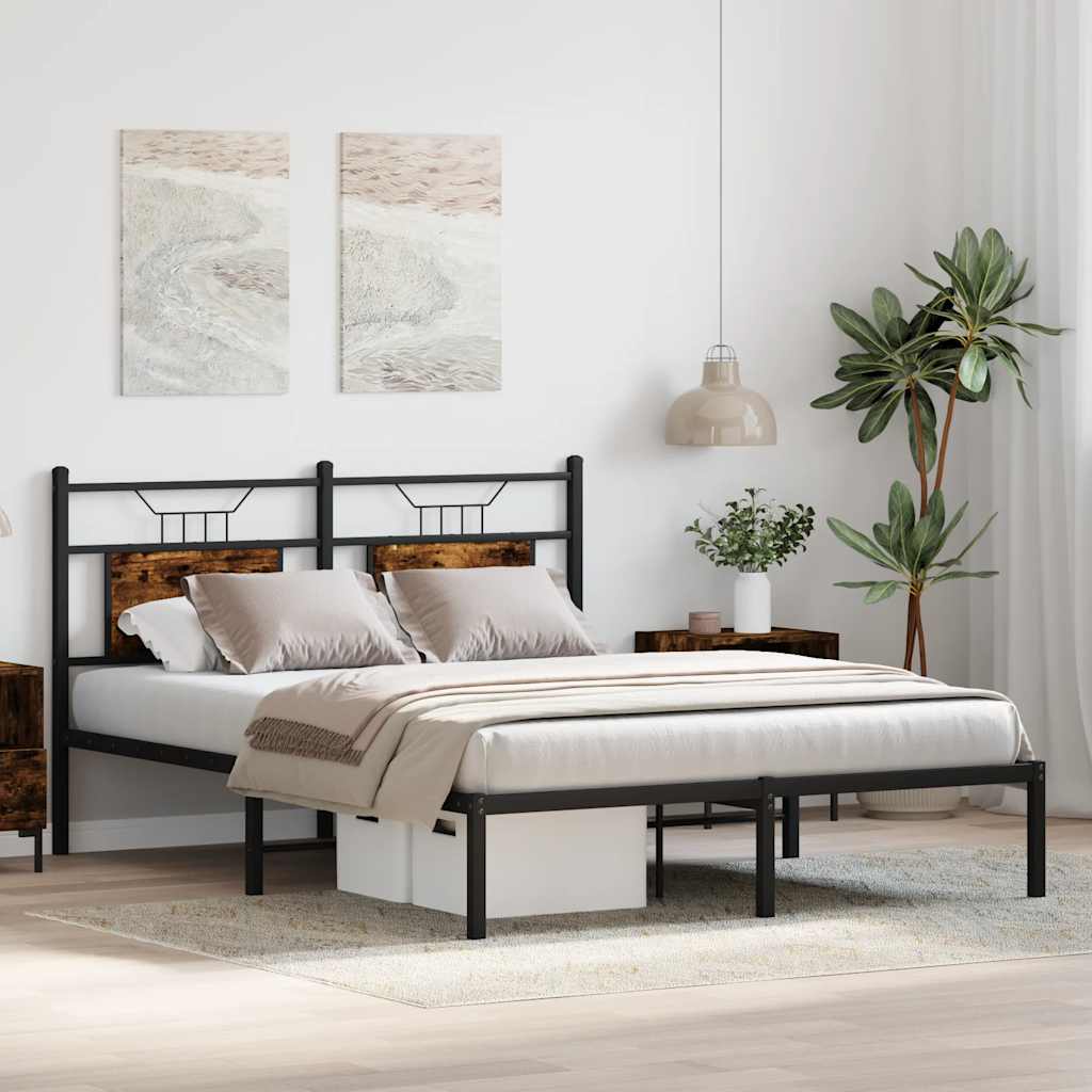 vidaXL Bed Frame without Mattress Smoked Oak 140x190 cm Engineered Wood