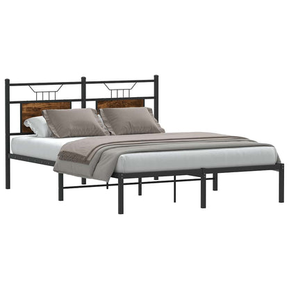 vidaXL Bed Frame without Mattress Smoked Oak 140x200 cm Engineered Wood