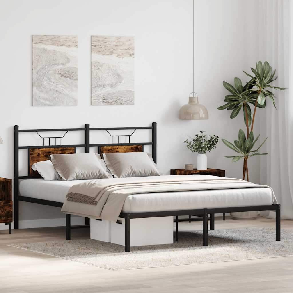 vidaXL Bed Frame without Mattress Smoked Oak 140x200 cm Engineered Wood