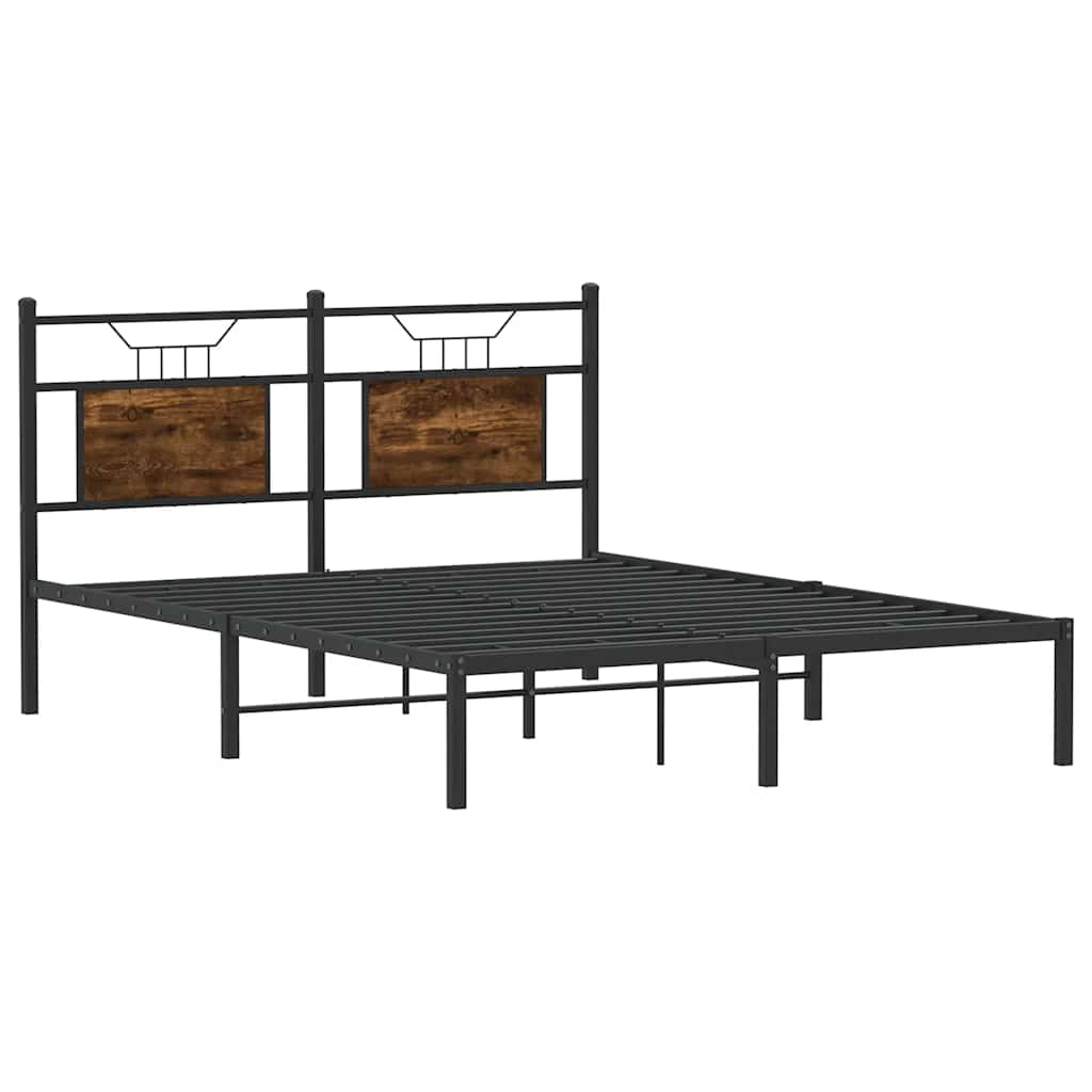 vidaXL Bed Frame without Mattress Smoked Oak 150x200 cm King Size Engineered Wood